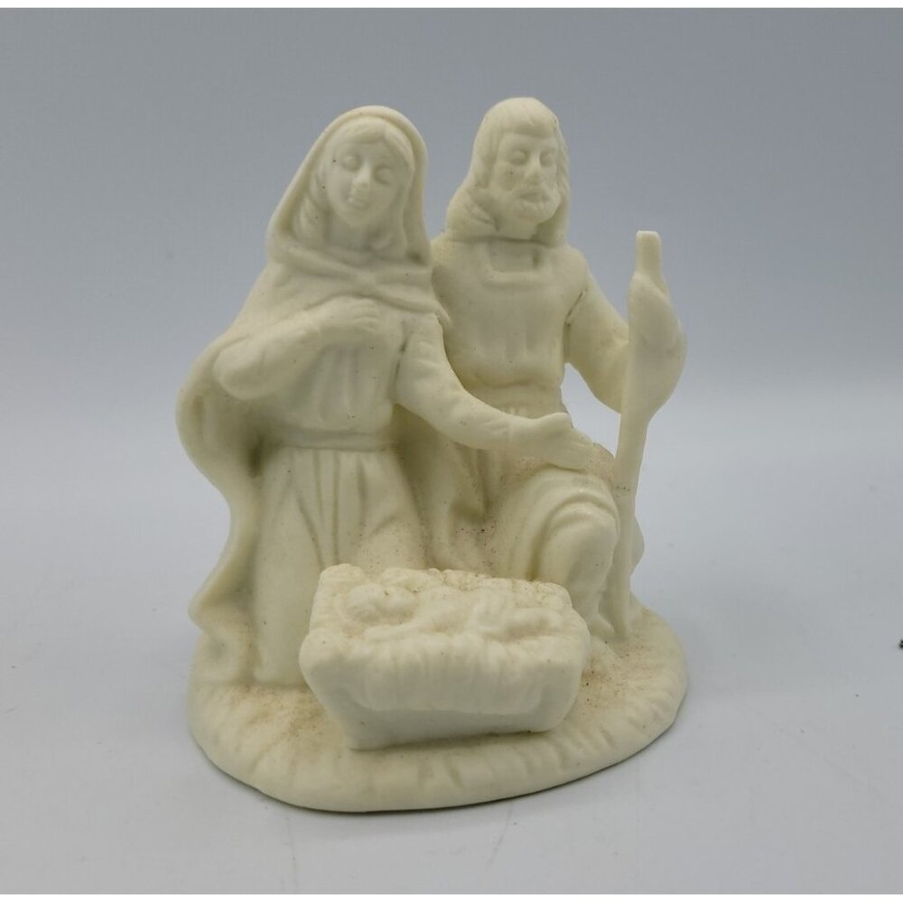Nativity Figurine  White Porcelain Baby JESUS Mary Joseph Manger Scene 3" Figuri